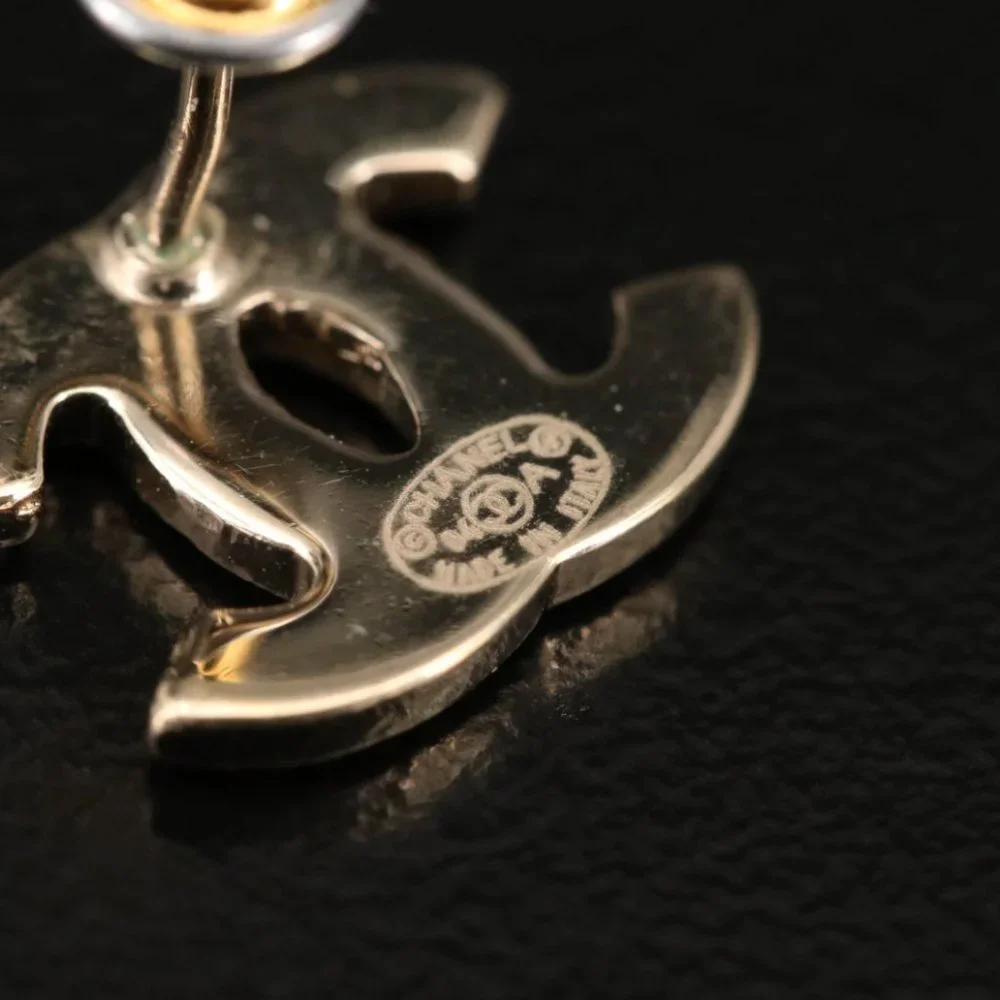 Chanel Multicolor Rhinestone CC Stud Earrings - Picture 6 of 6